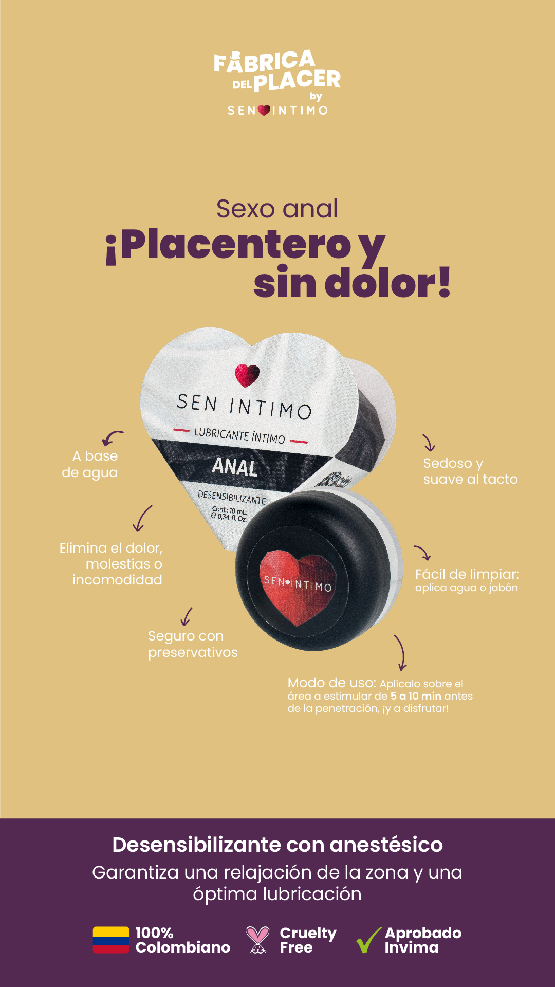 Lubricante Íntimo Anal Desensibilizante x 10 ml by Sen Íntimo